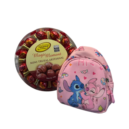 Kit estojo mini trufa tradicional + bolsa personagem