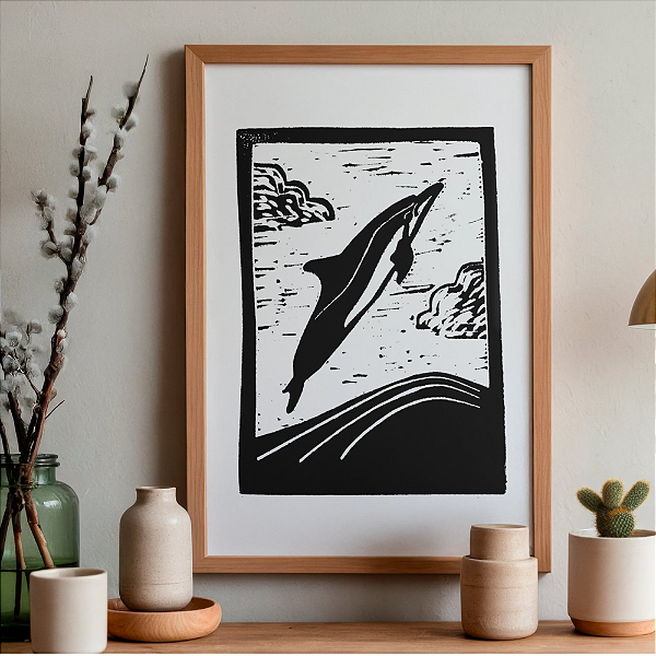 Golfinho Rotador Linogravura A4