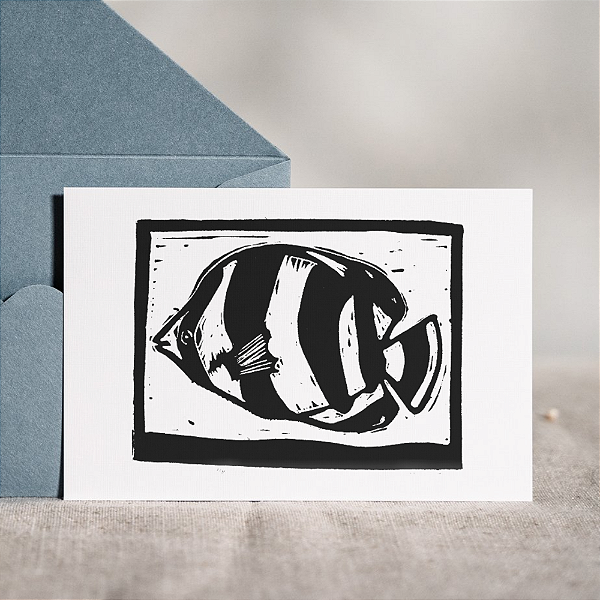 Peixe Borboleta A5 Linogravura