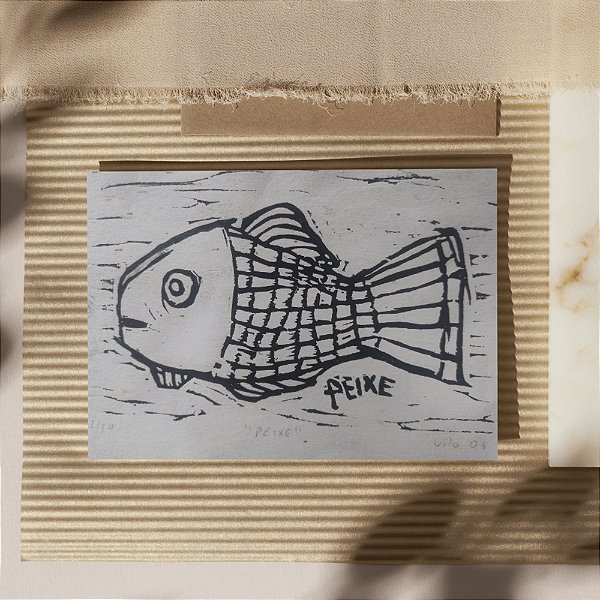 Xilogravura Peixe Colecionador 2006 A4