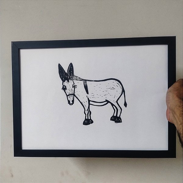 Quadro Linogravura Cor de Burro Quando Foge A3