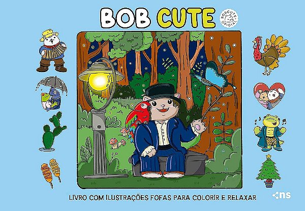 BOB CUTE – CAPA DURA AZUL: Livro Com Ilustrações Fofas Para Colorir E Relaxar