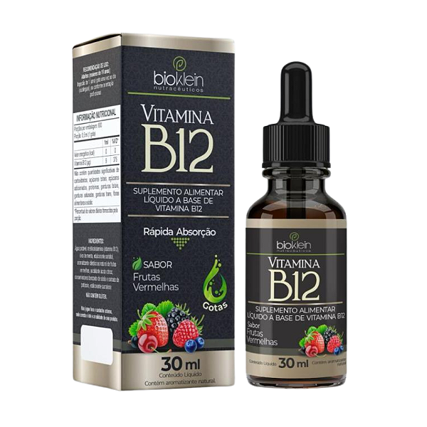VITAMINA B12, GOTAS 30ml, METILCOBALAMINA SABOR FRUTAS VERMELHAS - BioKlein