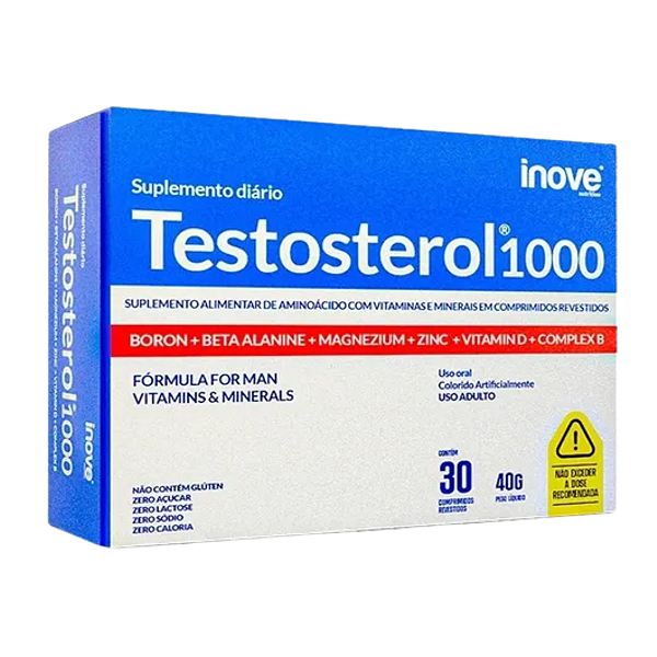 Testosterol 1000 Man Inove Nutrition Suplemento 30 Unidades  Sem Sabor