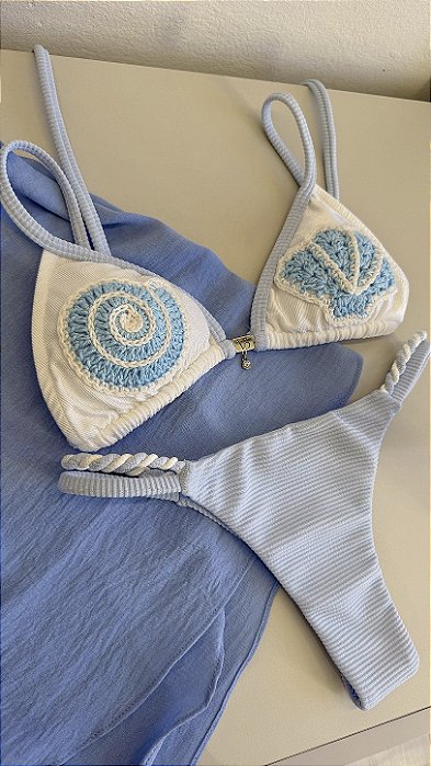 Top cortininha 018 com aplicação crochê + calcinha fita duplo 016 Ilhabela azul