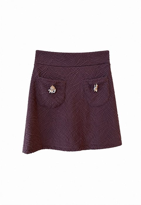 Saia bolsinho com búzios bolsinho marrom
