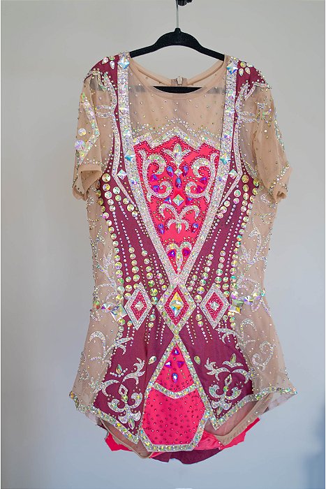 Collant Marsala e Rosa com Cristais Holográficos Master