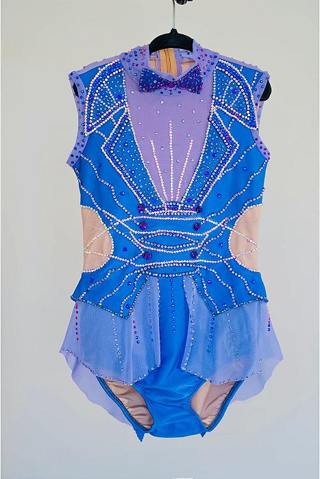 Collant de Competição roxo e Lilás com Cristais – Ginástica Rítmica | Lieko Ateliê