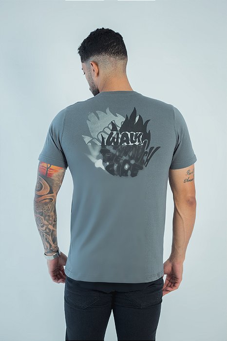 CAMISETA BÁSICA COM SILK - CHUMBO MASCULINA