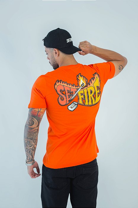 CAMISETA BÁSICA COM SILK - LARANJA MASCULINA