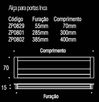 Puxador Para Móvel de Embutir Inca Branco/Cromado 400mm ZP0802 - Zen
