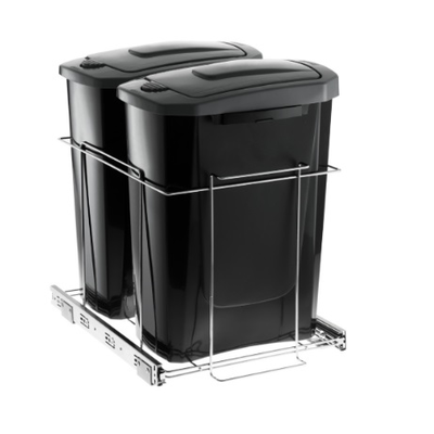 Lixeira Para Cozinha Deslizante Dupla 15L Slim Cromada 2717 - Schmitt
