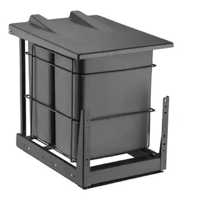 Lixeira Para Cozinha Deslizante Dupla 20L Tampa Articulada Preta 0072 - Schmitt