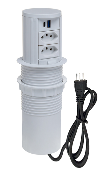TORRE DE TOMADAS AUTOMÁTICA PRETA COM INDUÇÃO
