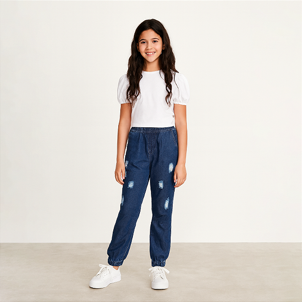 Calça Jeans Juvenil Jogger