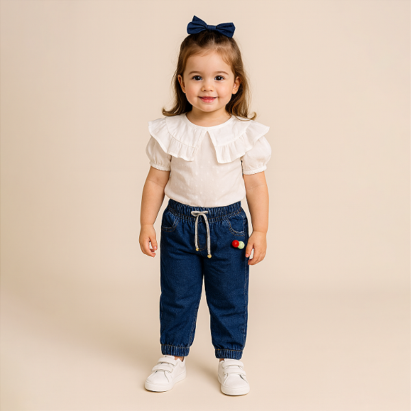 Calça Jogger Jeans Pom Pom