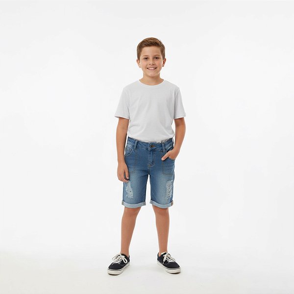 Bermuda Jeans Infantil – Bolso Lateral