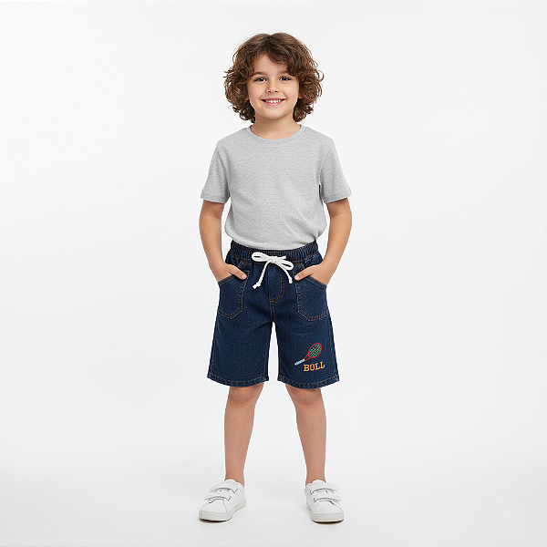 Bermuda Jeans Bordada Infantil | Ref. 18