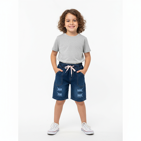 Bermuda Jeans Rasgadinho – Infantil - Ref. 17