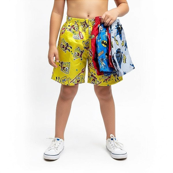 Bermuda Tactel Personagem Infantil