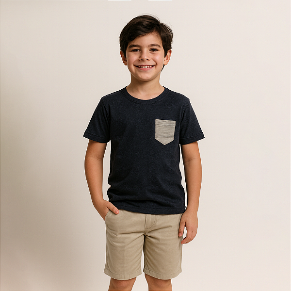 Camisa Infantil com Bolso Liso