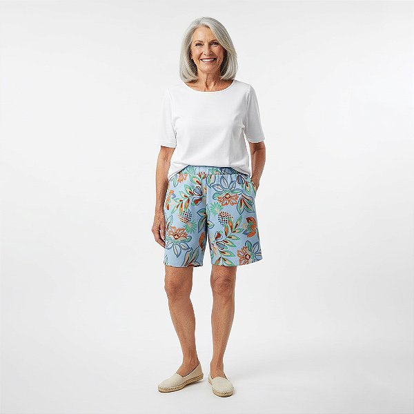 Bermuda Senhora Estampada com Bolso