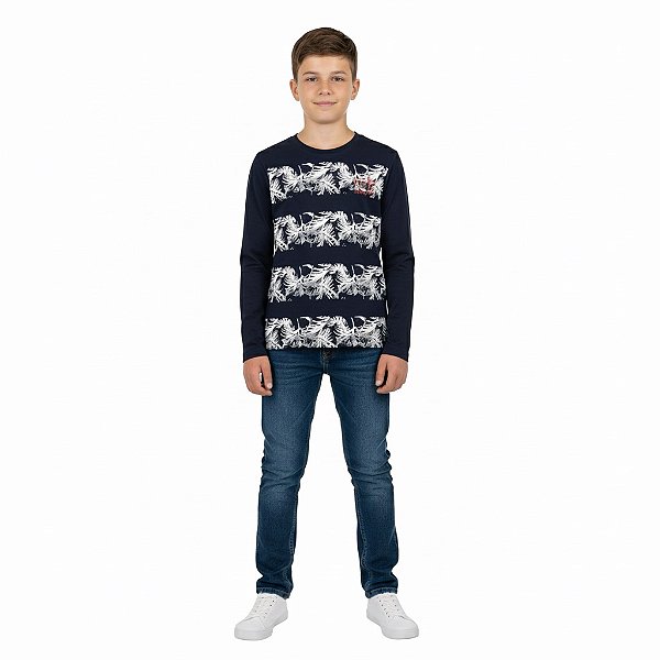 Camisa Manga Longa Juvenil Floral