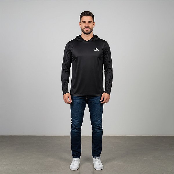 Camisa Manga Longa Adidas c/ Capuz  Adulto