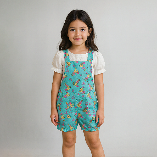 Jardineira Floral Infantil