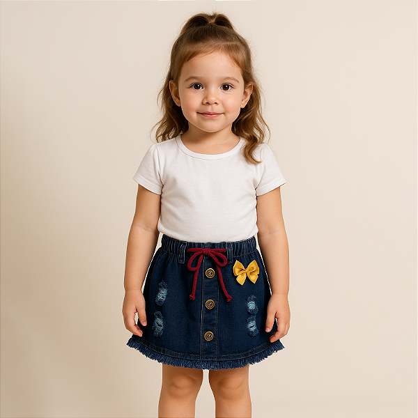 Saia Jeans Infantil com Botão – Ref. 15