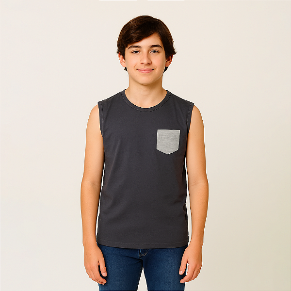 Regata com Bolso Liso Juvenil