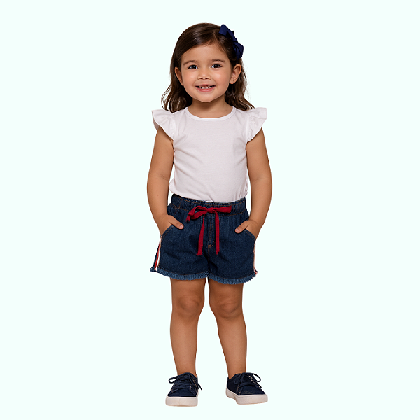 Short Jeans Infantil com Fita – Ref. 12
