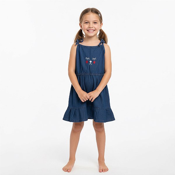 Vestido Jeans Babado Bordado – Ref. 30