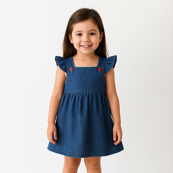 Vestido Jeans Infantil Botão – Ref. 32