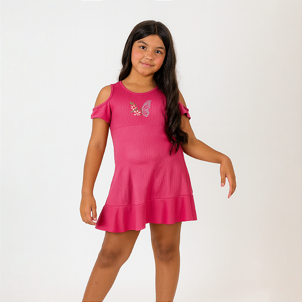 Vestido Canelado Ciganinha Juvenil