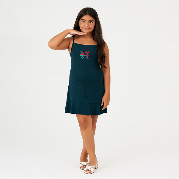 Vestido Canelado Alça Juvenil