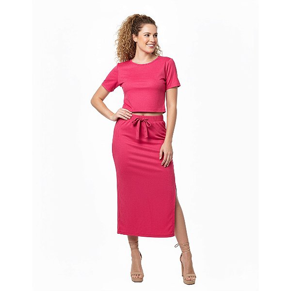 Conjunto Suede Saia Mid