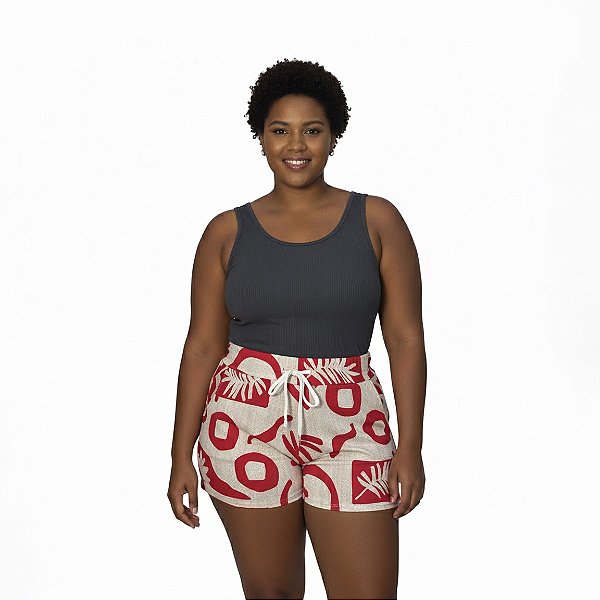 Short Estampado com Cordinha – Plus Size