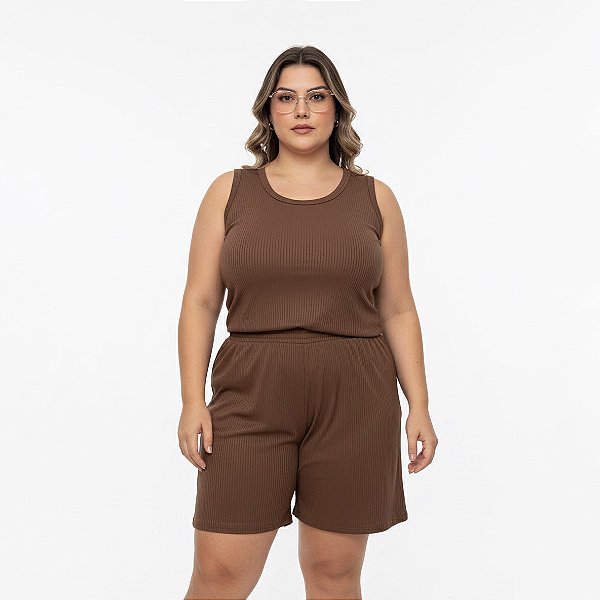 Conjunto Canelado Short + Regata Plus – Ref. 14