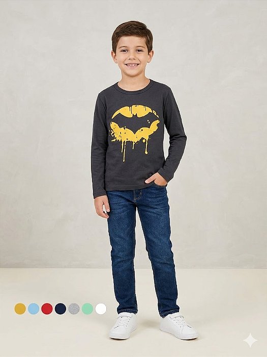 Camisa Manga Longa Personagem Infantil Masculina