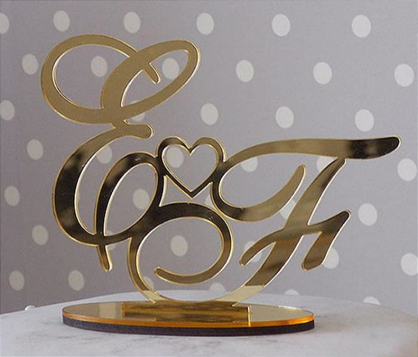 Topo de bolo em acrílico - Iniciais