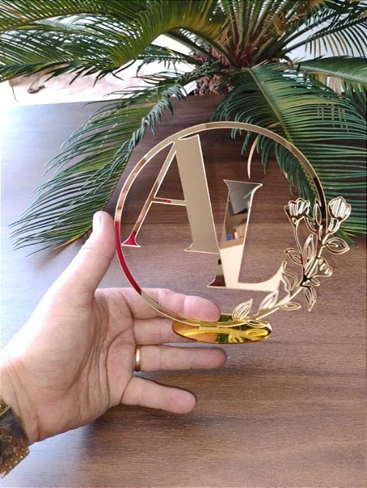 Topo de Bolo Floral em acrilico 18cm