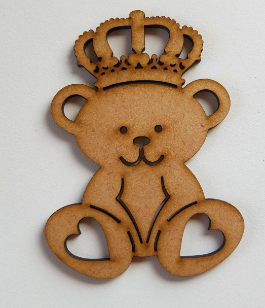 Aplique MDF Cru Kit com 50 unidades Urso - 5cm