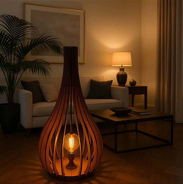 Luminária New Soft mdf amadeirado