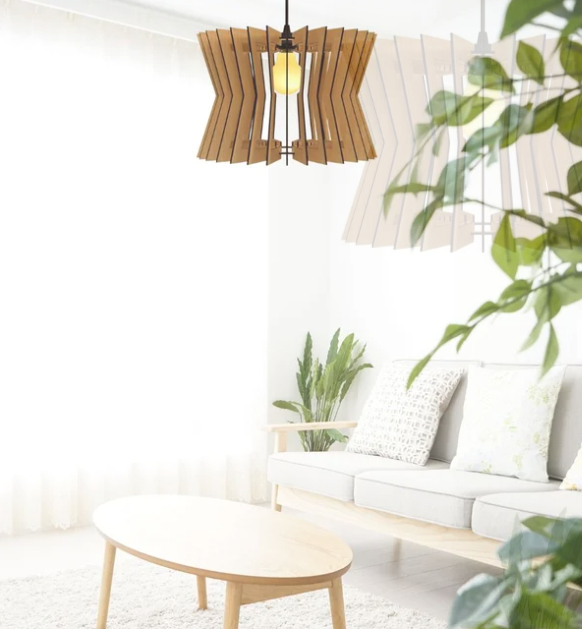 Luminária Teto Pendente PAMPLONA em MDF Cru