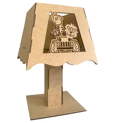 Abajur MDF CRU Safari Desmontado Sem Fiação