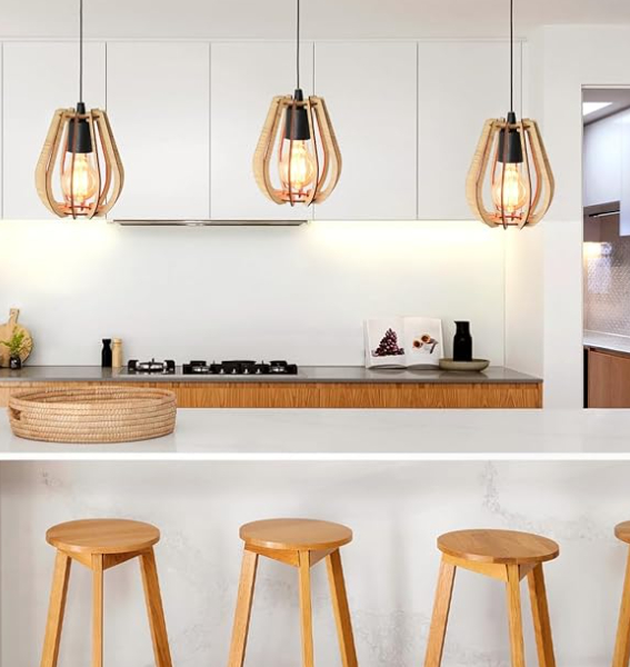 Luminária Pendente Luxo em MDF - Design Moderno 15x17cm