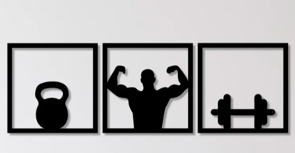 Conjunto 3 Quadros em MDF Academia