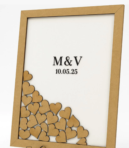 Quadro de Assinaturas Corações em MDF – Personalizado