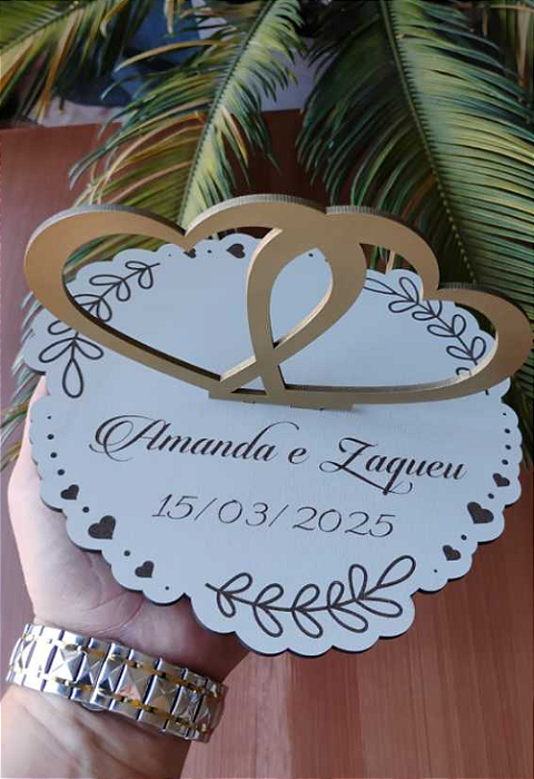 Porta Alianças Corações Entrelaçados